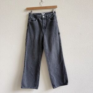 BP Carpenter Jeans Women 26 Grey VGUC High Rise Wide Leg Utility Denim